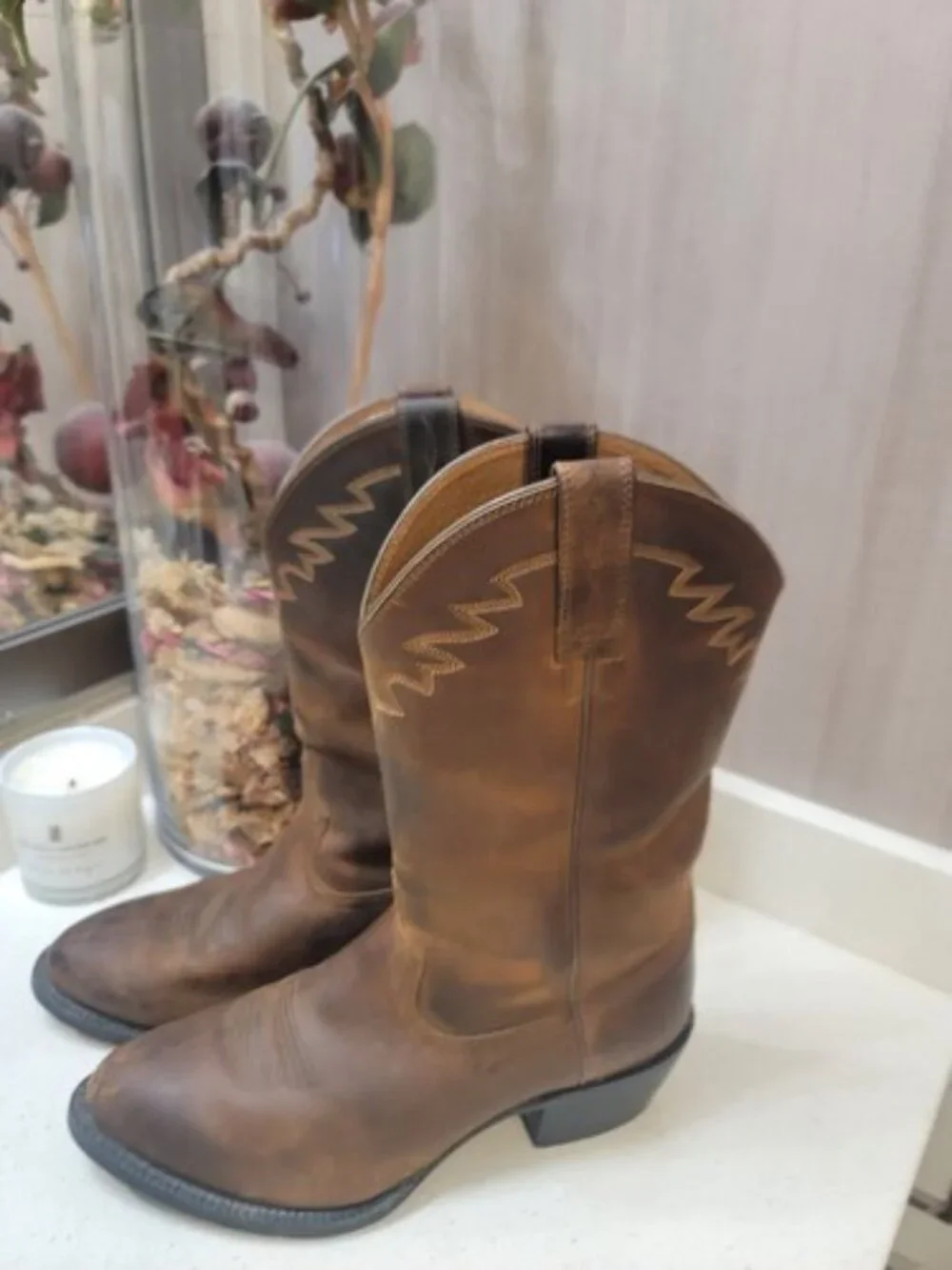 Ariat Sedona Brown Leather Weathered Cowboy Boots Style# 34625 Mens 9 EE